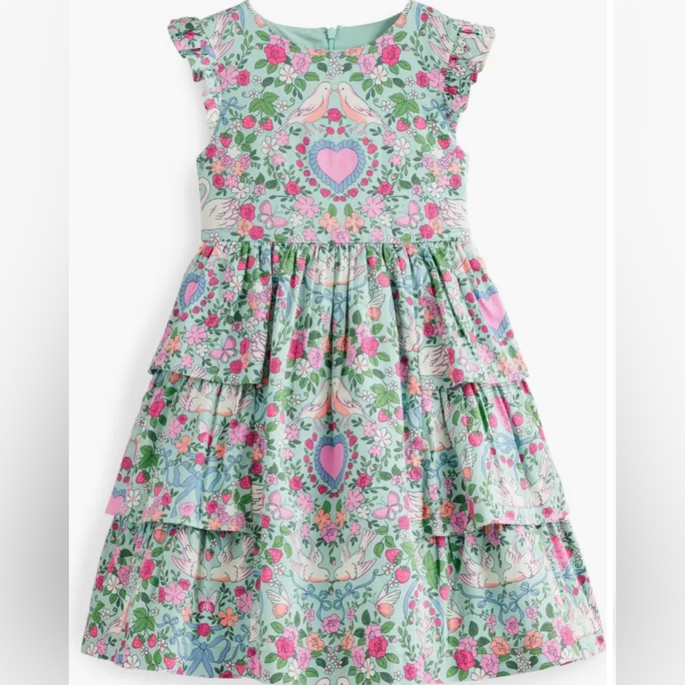 Mini Boden Kids' Floral Tiered Cotton Dress